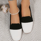 Square Toe Knitted Soft Comfy Flats Oshnow